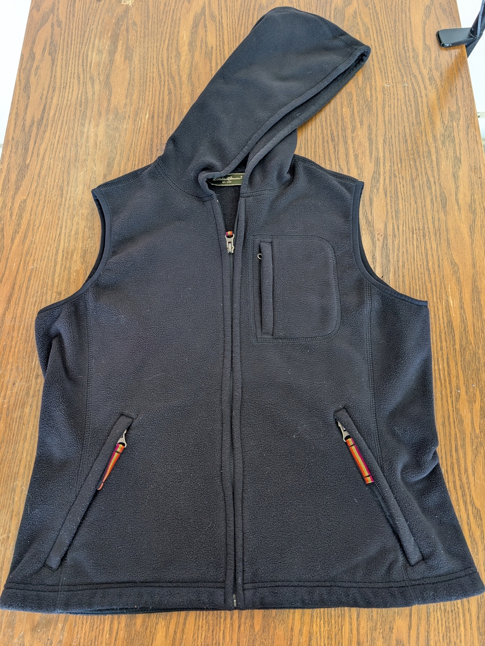 Eddie Bauer Navy Hooded Fleece Vest